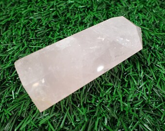 1 Piece Natural Rose Quartz Crystal Tower - Pink Flashy Faceted Smooth Polished - 71x30x27mm Pink Rose Quartz Crystal Point #TOWER#1178
