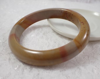 61.5mm Natural Polychrome Jasper Crystal Bangle Bracelet - Beige Crystal Bangle - Smooth Polished Polychrome Bangle Bracelet #JEWEL#1246