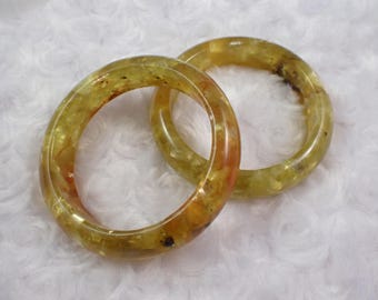 58.7mm Sparkly Natural Golden Mica Crystal Bangle Bracelet - Smooth Finish Flat Inside - Yellow Gold Mica Flashy Crystal Bangle #JEWEL#1598