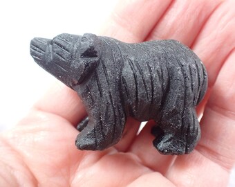 Textured Black Obsidian Crystal Polar Bear Carving - Matte Black Bear Crystal - Standing Bear - 2 Inch Black Obsidian Polar Bear #ANMLS#1045