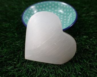 Bright White Selenite Crystal Heart Carving - Thick Smooth Opaque Heart - 3.5 Inch Selenite Heart - Large Charging Crystal Heart #HEART#1094