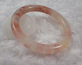 59.4mm Pink Flower Agate Bangle Bracelet - Smooth Polished Round Bangle - Flower Agate Crystal Bracelet - Pink Agate No Chips #JEWEL#1293