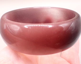 63.0mm Chunky Cuff Purple Cats Eye Crystal Bangle Bracelet - Shiny Smooth Finish Flat Inside - Bangle Bracelet Cat Eye Purple #JEWEL#1685