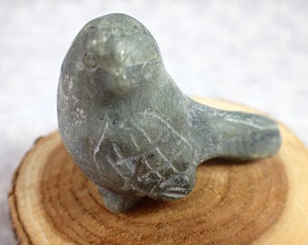 Cute Little Gray Labradorite Crystal Bird - Gray Yellow Flash Bird Figurine - Crystal Bird 2.25 Inches - Gray Labradorite Bird #ANMLS#1252