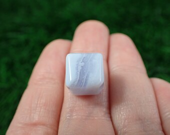1 Piece Natural Blue Lace Agate Mini Cube - Banded Blue Lace Agate - Crystal Cube Beveled Edge - Mini Crystal Carving Blue Cube #MINIS#1028
