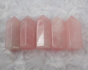 Pretty Natural Pink Rose Quartz Crystal Tower - Small Mini Point - Faceted Smooth Polished Rose Quartz - 1.5 Inch Short Tower #POINT#1053