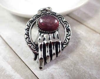 1 Piece Natural Purple Mica Crystal Pendant - Large Flashy Purple Silver Pendant - 40x28x8mm Hand Silver Ring Crystal Pendant #PNDNT#1025