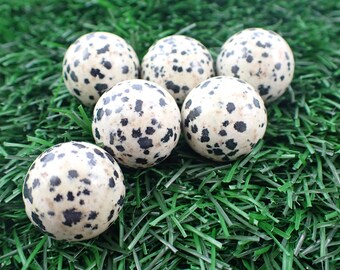 Mini Dalmatian Jasper Crystal Sphere - Natural Beige Brown Black - Spotted Round Crystal Ball - .75 Inch Small Dalmatian Jasper #MINIS#1009