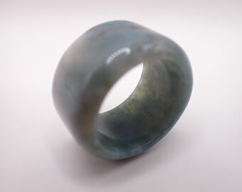 US Size 10.25 Beautiful Green Moss Agate Bangle Crystal Ring - Light Green Smooth - Bangle Ring Green Moss Agate Crystal #RINGS#1146