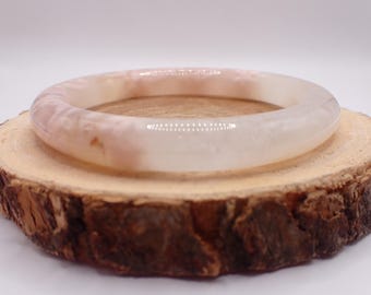 60.2mm Pink Flower Agate Bangle Bracelet - Smooth Polished Round Bangle - Flower Agate Crystal Bracelet - Pink Agate No Chips #JEWEL#1586