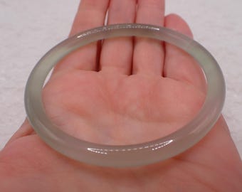 61.6mm Green Thin Agate Bangle Bracelet - Smooth Polished Round Bangle - Agate Crystal Bracelet - Dyed Green Thin Agate No Chips #JEWEL#1841