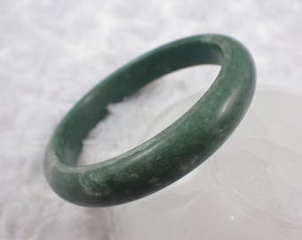 62.6mm Green Jade Crystal Bangle Bracelet - Smooth Polished Bangle - Natural Green White Crystal Bracelet - Thick No Chips Nice #JEWEL#1540