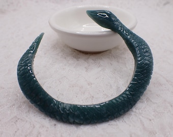 59.1mm Green Jade Snake Textured Crystal Bangle Bracelet - Fragile Green Jade Bangle - Natural No Chips - Snake Carved Bangle #JEWEL#2017