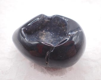 Natural Sardonyx Crystal Egg - Sparkly Black Sugar Texture Druzy - Polished Egg 2.25 Inches - Black White Gray Crystal #EGGS#1040