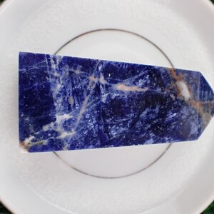 Natural Sodalite Crystal Tower - Blue White Gray Brown Square Tower - Smooth Finish Blue White - 2.75 Inch Crystal Tower Stands #TOWER#1274