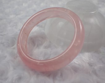 59.3mm Pretty Pink Rose Quartz Crystal Bangle Bracelet - Smooth Round Bangle - Light Pink Rose Quartz - Crystal Bangle Bracelet #JEWEL#1500