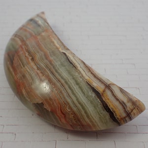 1 Piece Natural Green Onyx Crystal Moon Carving - Big Heavy Smooth Polished - Green Orange Brown - Natural Crescent Moon Carving #MOONS#1025
