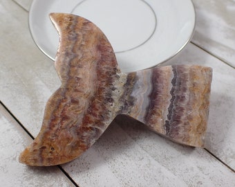Lovely Natural Amethyst Whales Tail Crystal Carving - Large Smooth Mermaid Tail - Amethyst White Purple Gold - 3 Inch Stone Tail #ANMLS#1124