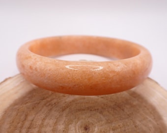 62.2mm Pretty Peach Sunstone Crystal Bangle Bracelet - Semi-Smooth Polished Crystal Bangle Bracelet - Peach Opaque Sunstone #JEWEL#1673