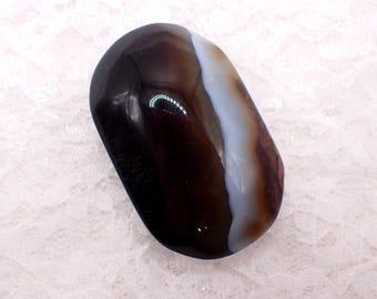 Beautiful Sardonyx Crystal Palm Stone - Smooth Gallet Stone - Black White Brown - 2.25 Inch Sardonyx Crystal Palm - Bold Banding #ALMS#1241