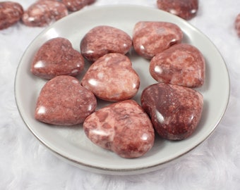 Small Jasper Red Pink Crystal Heart Carving - Small Smooth Polished Pocket Crystal - 1 Inch Small Red Pink White Jasper Heart #MINIS#1113