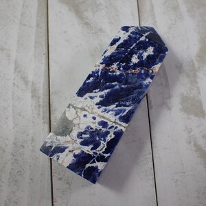 1 Piece Natural Sodalite Crystal Tower - Blue White Rectangle Tower - Smooth Finish Blue White - 3.25 Inch Crystal Tower Stands #TOWER#1233