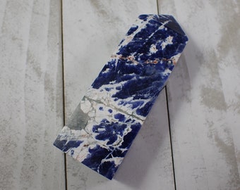 1 Piece Natural Sodalite Crystal Tower - Blue White Rectangle Tower - Smooth Finish Blue White - 3.25 Inch Crystal Tower Stands #TOWER#1233