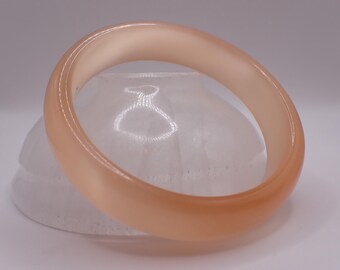 61.8mm Beautiful Thin Nude Cats Eye Crystal Bangle Bracelet - Smooth Finish Flat Inside Bangle Bracelet - Peach Cat Eye Crystal #JEWEL#1787