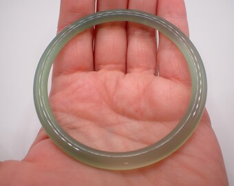 60.9mm Green Thin Agate Bangle Bracelet - Smooth Polished Round Bangle - Agate Crystal Bracelet - Dyed Green Thin Agate No Chips #JEWEL#1653