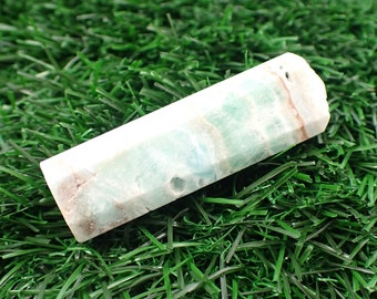 1 Piece Mini Natural Aragonite Crystal Point - Small Smooth Faceted Aqua Blue Beige - 55x17x12mm Mini Aqua Blue Point #POINT#1037