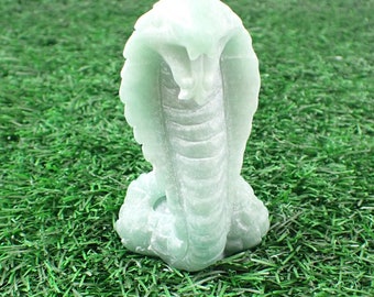 Green Aventurine Crystal Snake Carving - Green Cobra Textured Snake - Standing Snake Animal Carving -  3.5 Inch Cobra Snake #ANMLS#1062