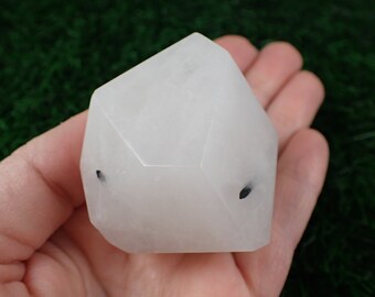 Natural White Black Tourmaline Quartz Crystal Freeform - White Black Geometric Shape - Smooth Crystal Freeform 2 Inch Quartz #FRFRM#1065