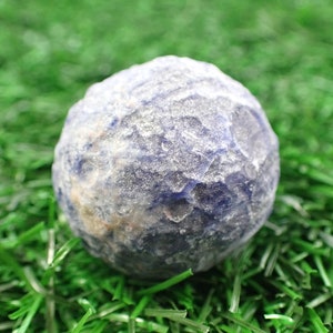 1 Piece Natural Sodalite Crystal Moon Sphere - Round Textured Moon Carving - Sodalite Crystal Sphere - Round Crystal Ball Blue #MOONS#1024