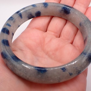 62.8mm Natural Blue Strawberry Quartz Bangle Bracelet - Sparkly Blue Strawberry Quartz Crystal - Blue Quartz Crystal Bangle #JEWEL#1753