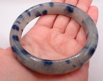 62.8mm Natural Blue Strawberry Quartz Bangle Bracelet - Sparkly Blue Strawberry Quartz Crystal - Blue Quartz Crystal Bangle #JEWEL#1753