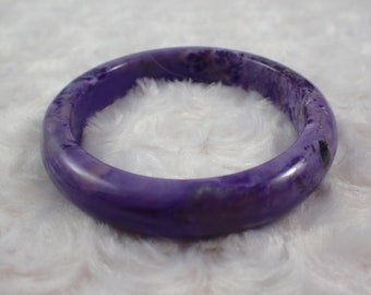 61.9mm Purple Charoite Crystal Bangle Bracelet - Purple Natural Crystal Bracelet - Flat Inside Smooth Bangle - Purple Charoite #JEWEL#1277