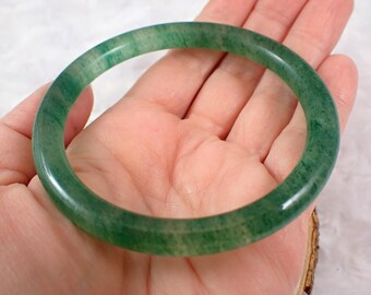 64.3mm Natural Green Strawberry Quartz Bangle Bracelet - Sparkly Green Quartz Crystal - Green Strawberry Quartz Crystal Bangle #JEWEL#1412