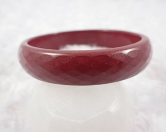 64.5mm Faceted Red Cinnabar Crystal Bangle Bracelet - Opaque Shiny Faceted Bracelet - Maroon Cinnabar Crystal Bangle Bracelet #JEWEL#1270