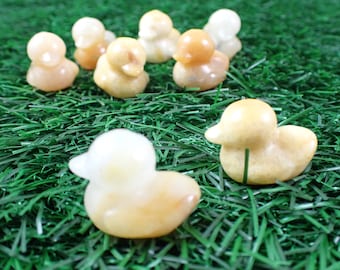 Adorable Natural Yellow Jade Mini Crystal Duckling Carving - Sitting Rubber Ducky - Yellow Crystal Carving - 1 Inch Rubber Duck #MINIS#1026
