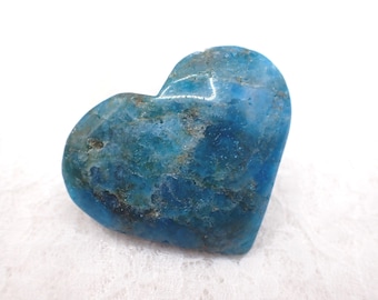 1 Piece Natural Blue Apatite Crystal Palm Stone - Little Teal Heart - Small Blue Apatite Crystal Carving - Teal #HEART#1109