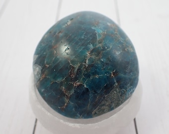 1 Piece Natural Blue Apatite Crystal Palm Stone - Little Teal Oval Gallet - Small Blue Apatite Crystal Palmstone - Teal Oval #PALMS#1097