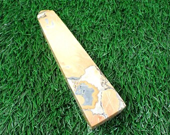 1 Piece Natural Maligano Jasper Crystal Tower - Orange Gray Yellow - Tall 130x32x31mm Square Tower - Straight Standing Tower #TOWER#1179