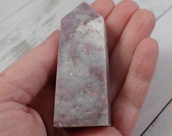 Nice Natural Unicorn Stone Crystal Tower - Square Smooth Polished Tower -  2.75 Inch Pink Purple Crystal Tower - Unicorn Stone #TOWER#1182