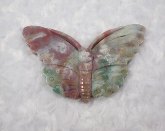 Large Pretty Ocean Jasper Crystal Butterfly Carving - Purple Pink White - 4.75 Inch Ocean Jasper Butterfly - Large Insect Crystal ANMLS#1198