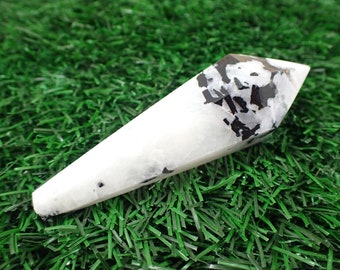 Awesome Rainbow Moonstone Faceted Crystal Wand - Smooth Sharp Point - 3.5 Inch Crystal Wand - Faceted White Black Moonstone Wand #WANDS#1035
