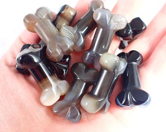 Chunky Natural Sardonyx Crystal Dog Bones - Black White Brown - Thick Smooth Polished - 1.25 Inch Crystal Dog Bone - Sardonyx #ANMLS#1258