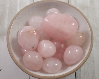 4 Pcs Natural Rose Quartz Crystal Tumbles - Rounded Smooth Tumbled Stones - Crystal Tumbles Polished Shiny - Rose Quartz Crystal #TUMBL#1002
