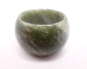 US Size 13.5 Thick Green Haitian Jade Bangle Crystal Ring - Dark Green Smooth - Bangle Ring Haitian Jade Crystal - Thick Large #RINGS#1122