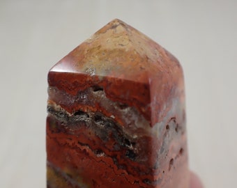 1 Piece Natural Crazy Lace Agate Crystal Tower - Opaque Square Textured Tower - Red Orange White - 97x30x30mm Druzy Agate Tower #TOWER#1145