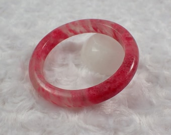 62.7mm Natural Pink Cherry Agate Bangle Bracelet - Pink Clear Cherry Agate Crystal - Smooth No Chip Bangle Bracelet Cherry Agate #JEWEL#1299